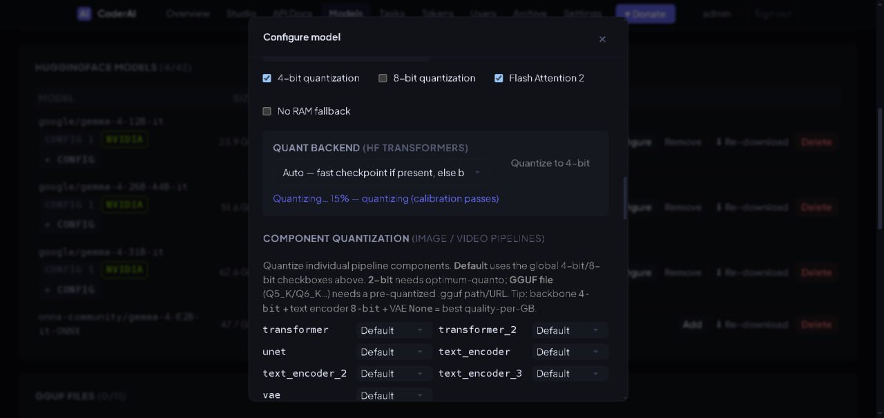 Per-model configuration β quantization, backends and pipeline components