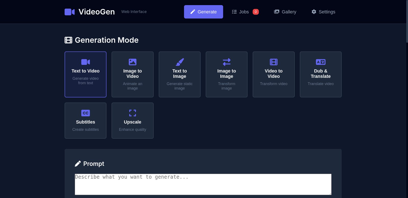 videogen screenshot